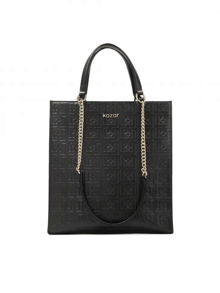 kazar Large simple handbag decorated with embossed pattern