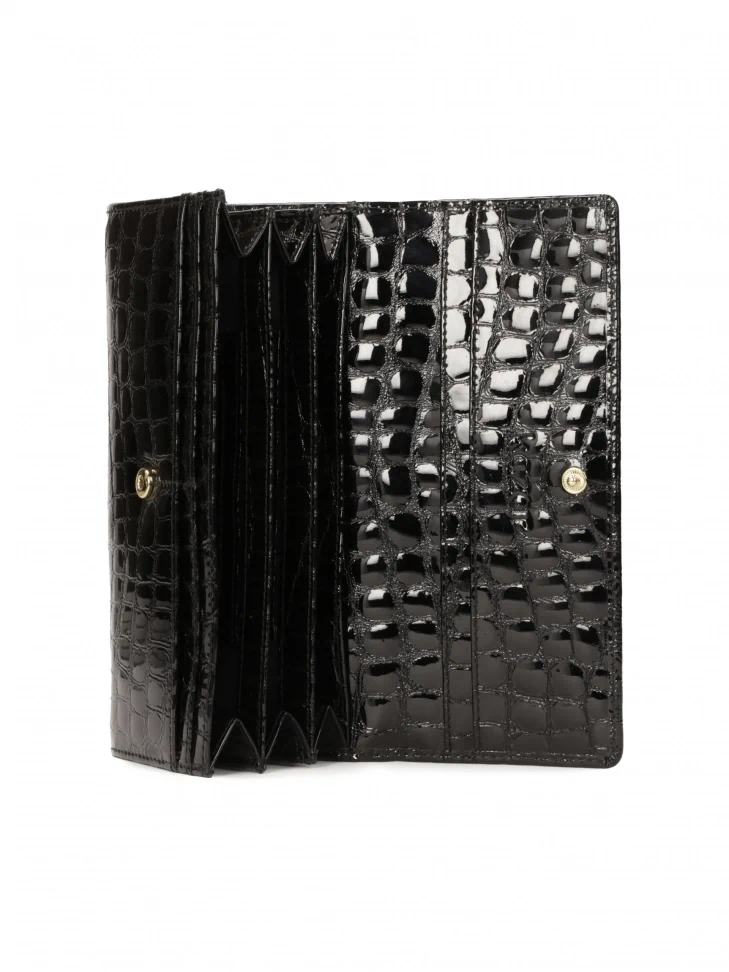 Kazar Large Women's Patent Leather Wallet With Embossed Pattern
