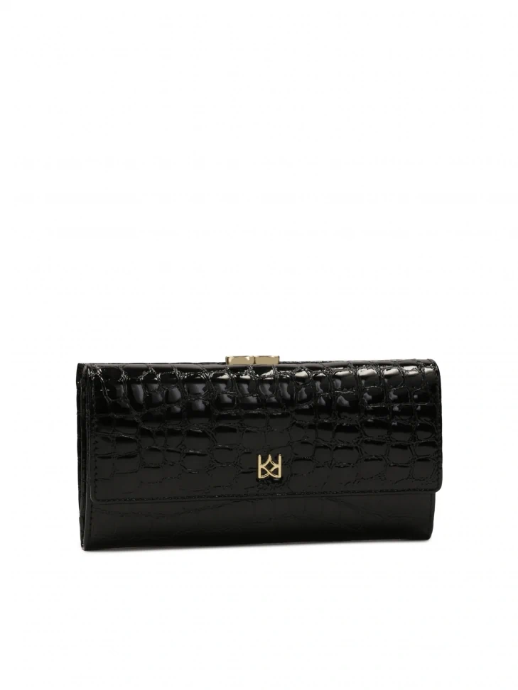 Kazar Large Women's Patent Leather Wallet With Embossed Pattern
