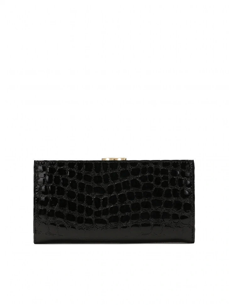 Kazar Large Women's Patent Leather Wallet With Embossed Pattern