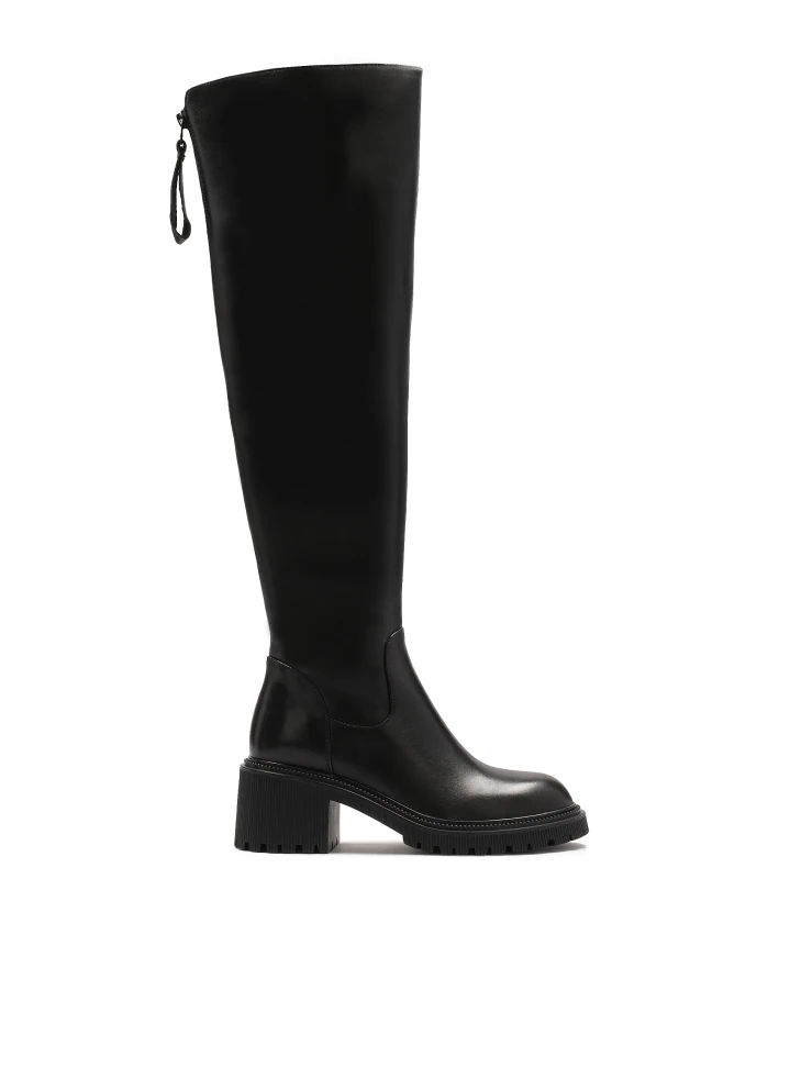 kazar Leather black boots with an upper below the knee