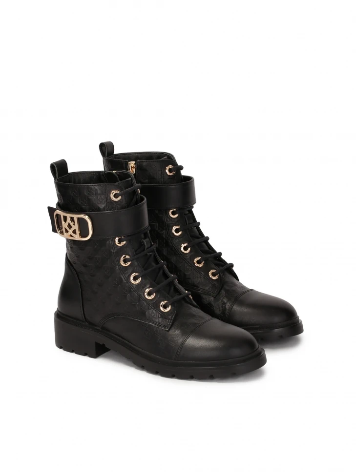 Kazar Leather Boots Decorated With Embossed Pattern