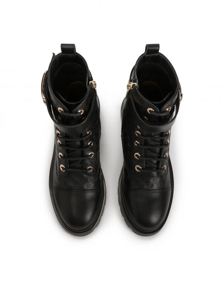 Kazar Leather Boots Decorated With Embossed Pattern