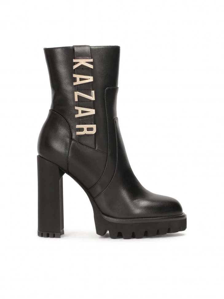 kazar Leather boots with matte heel decorated with letters