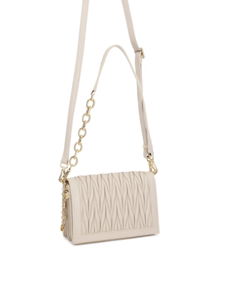 Kazar Leather Handbag With Decorative Draping On The Flap