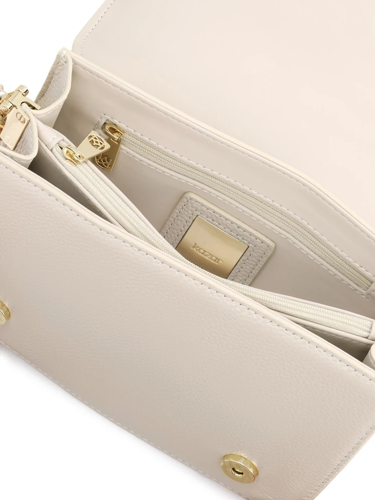 Kazar Leather Handbag With Decorative Draping On The Flap