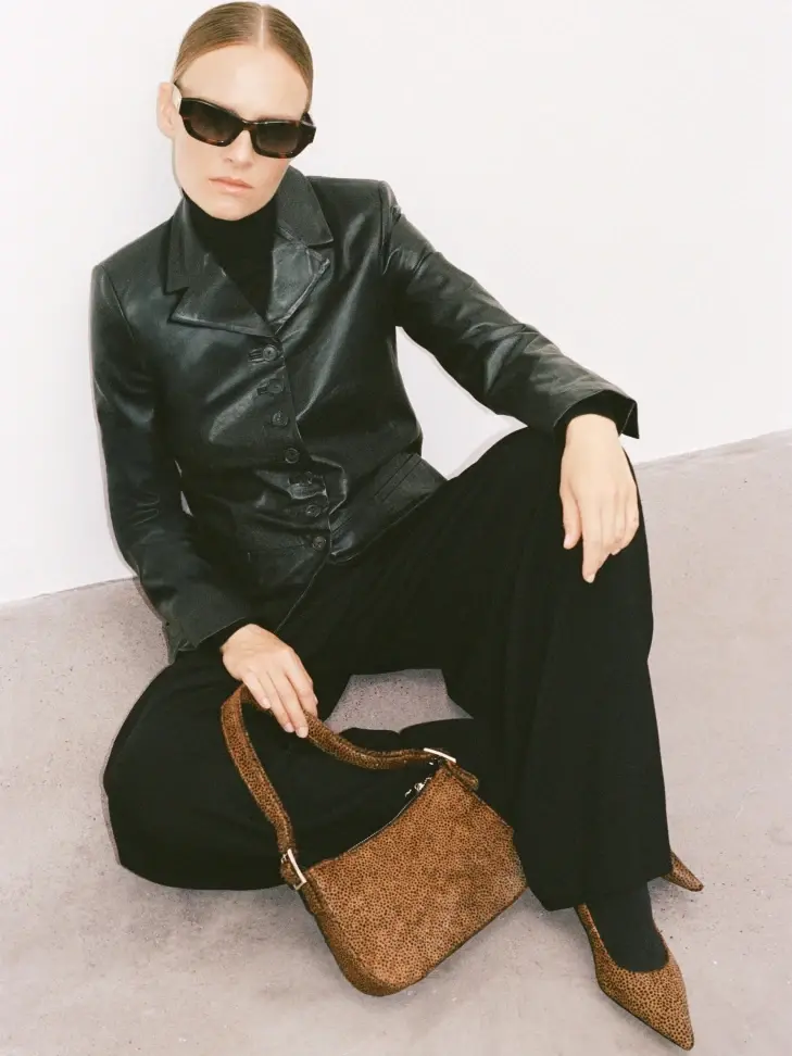 Kazar Leather Handbag With Natural Bristles In Animal Pattern