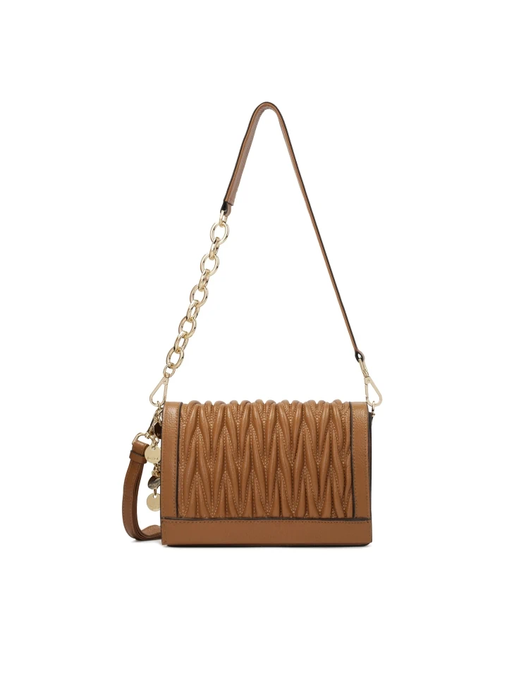 kazar Leather handbag with quilted flap and two straps