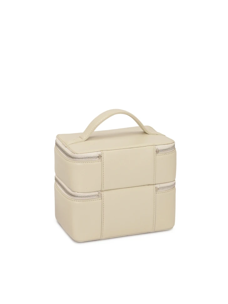 Kazar Leather Makeup Bag With Mirror And Brush Holders