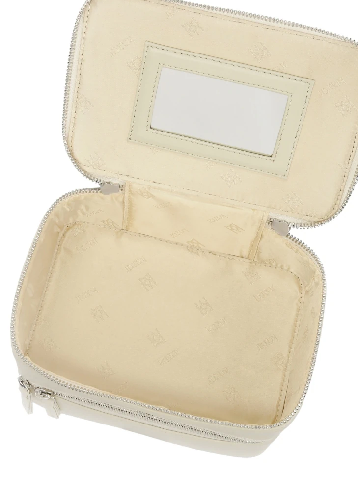 Kazar Leather Makeup Bag With Mirror And Brush Holders