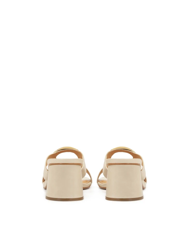 Kazar Leather Mules With Metal Embellishment On Straps