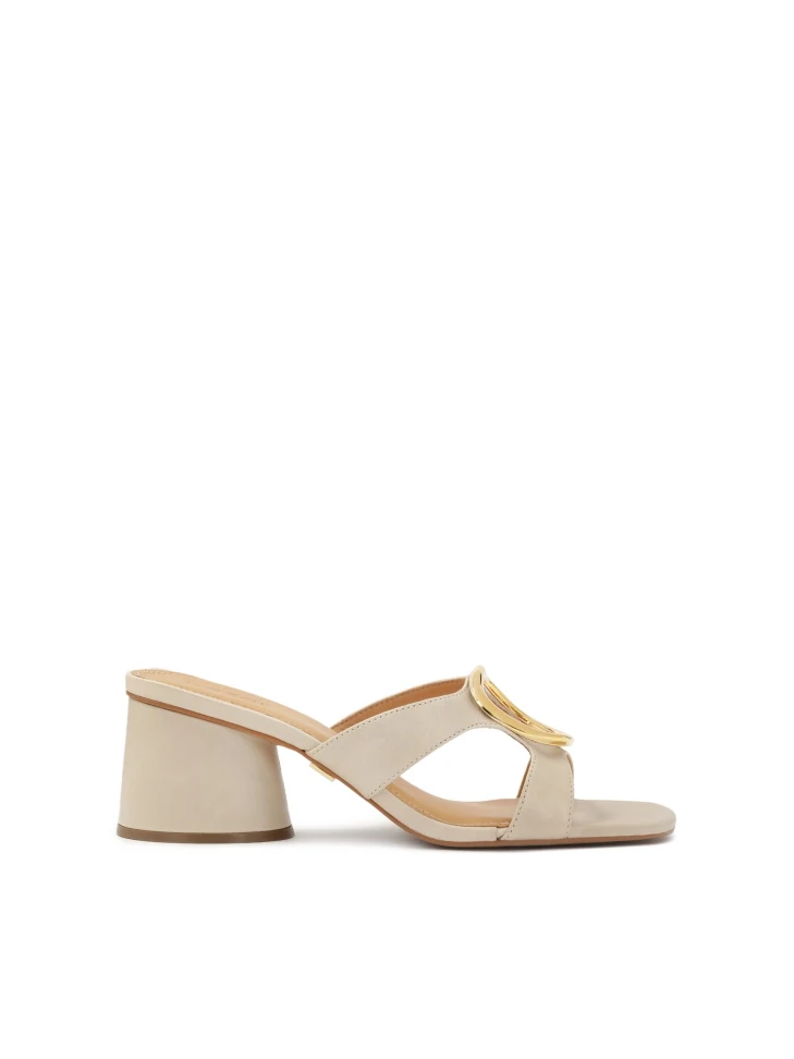 kazar Leather mules with metal embellishment on straps