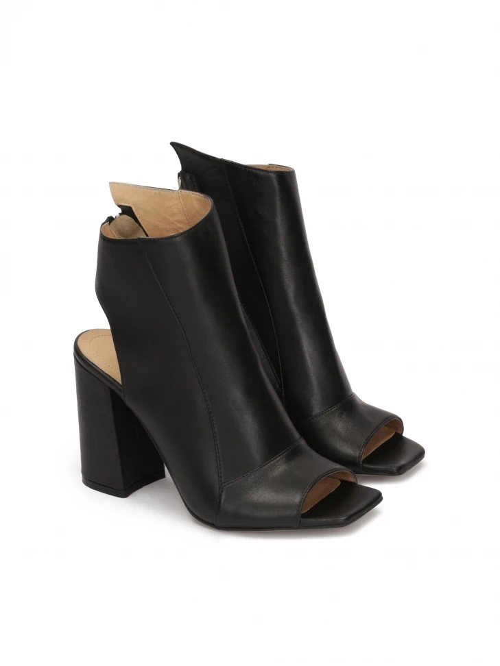 Kazar Leather Peep-toe Booties With An Open Toe And Heel