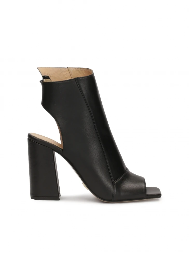 kazar Leather peep-toe booties with an open toe and heel