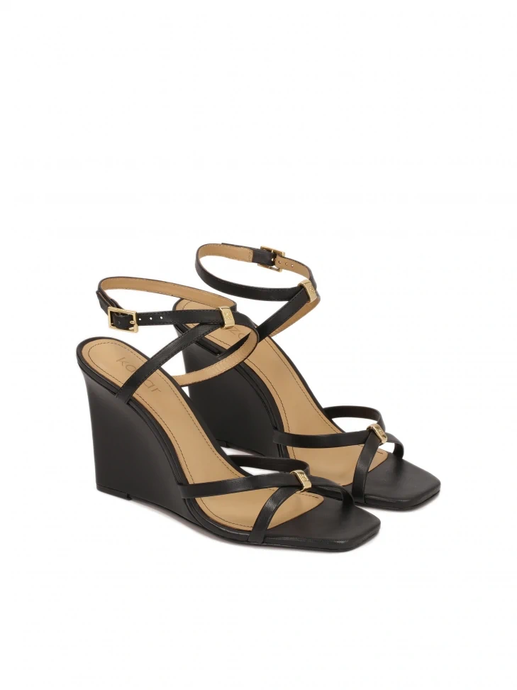 Kazar Leather Sandals On A Platform With Crossed Straps
