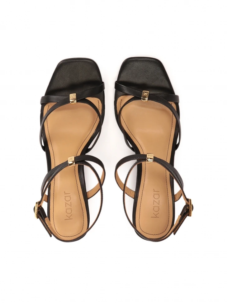 Kazar Leather Sandals On A Platform With Crossed Straps