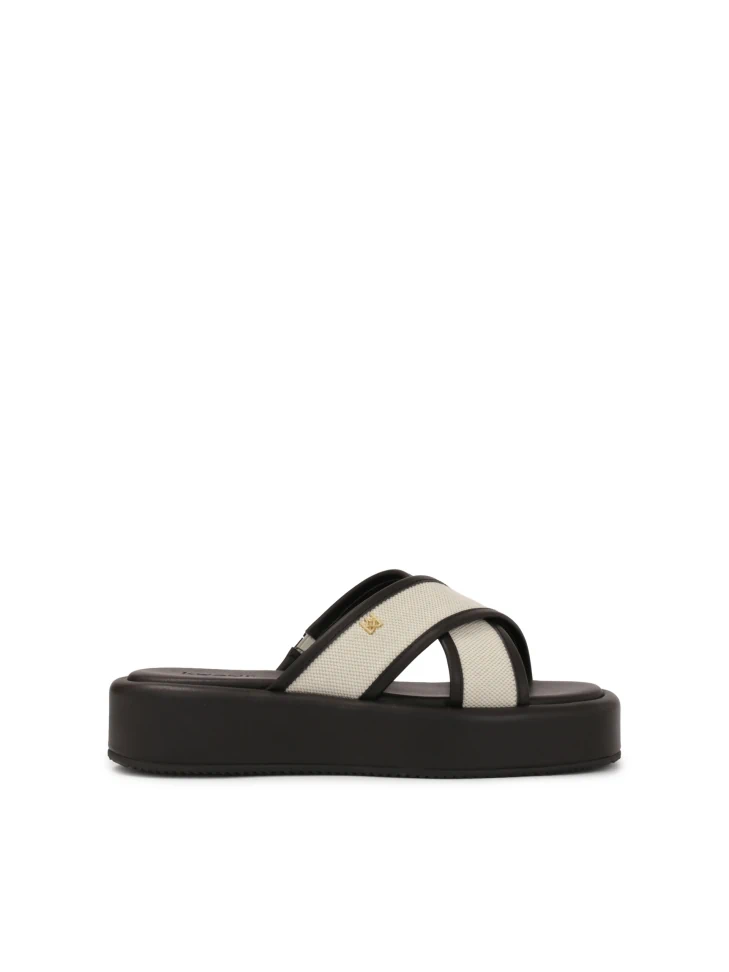 Kazar Leather Slides On A Thick Sole With Cross Straps