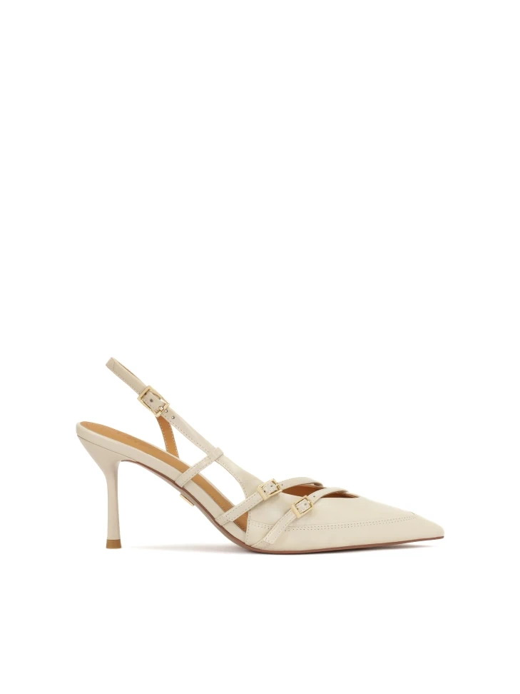 kazar Leather slingback pumps decorated with stripes