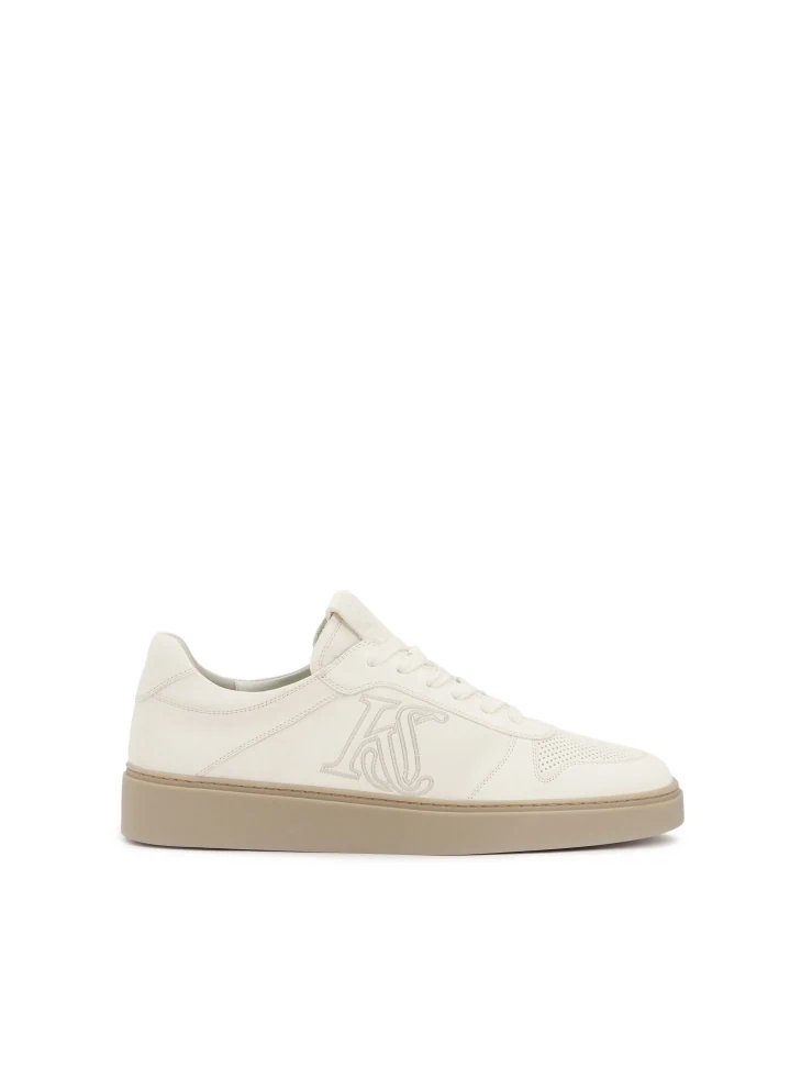kazar Leather sneakers in broken white with embroidered logo