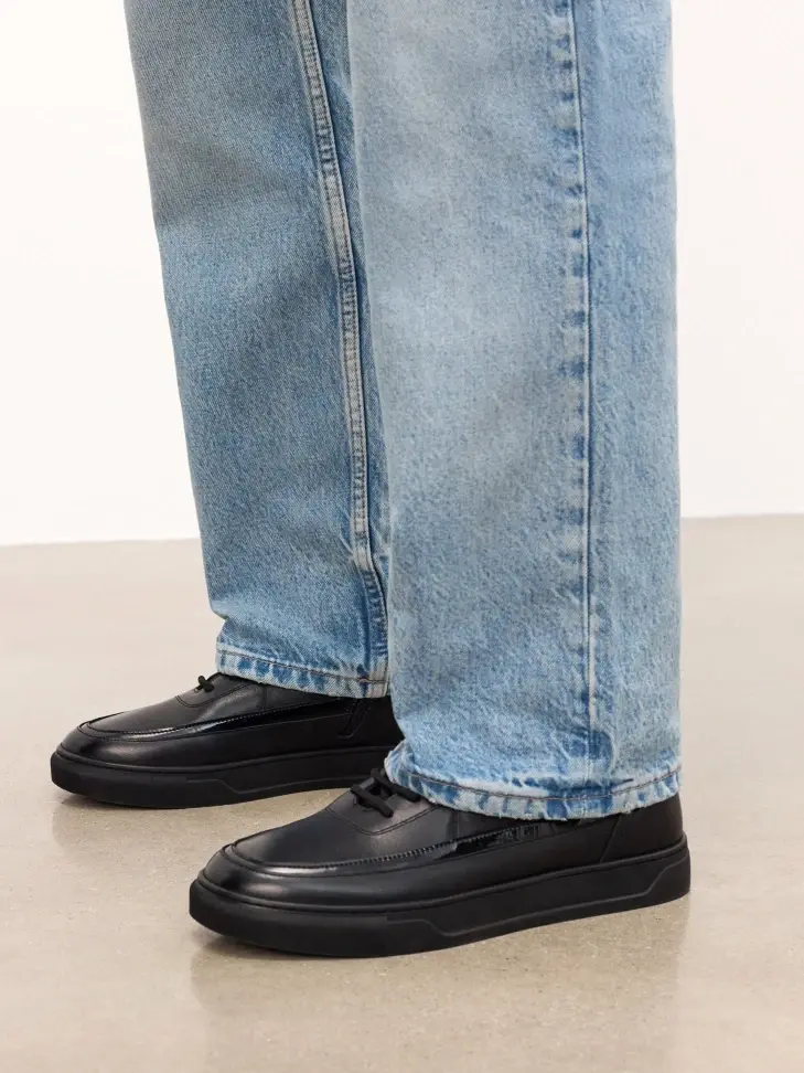 Kazar Leather Sneakers With High Zip And Lacing Upper