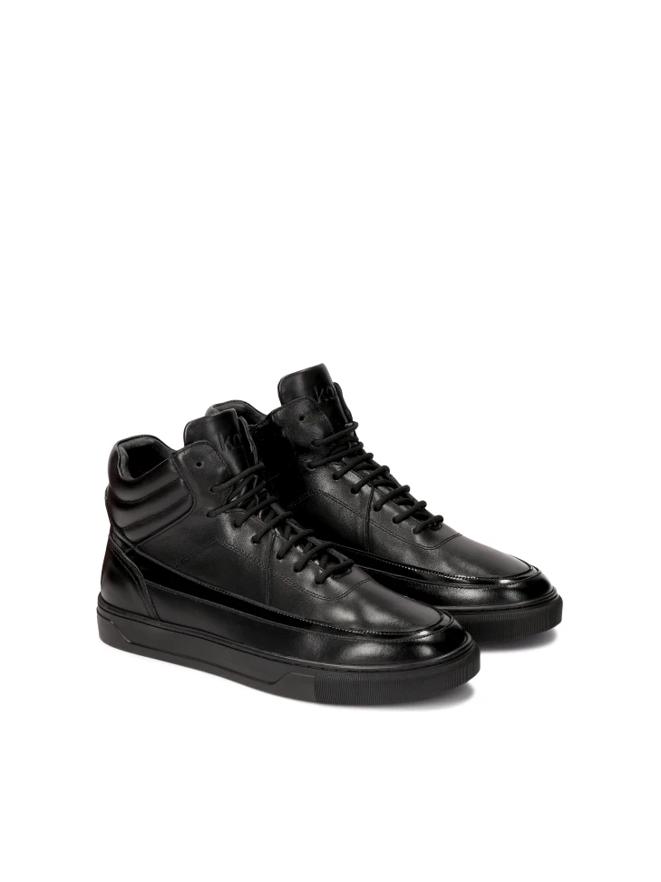 Kazar Leather Sneakers With High Zip And Lacing Upper