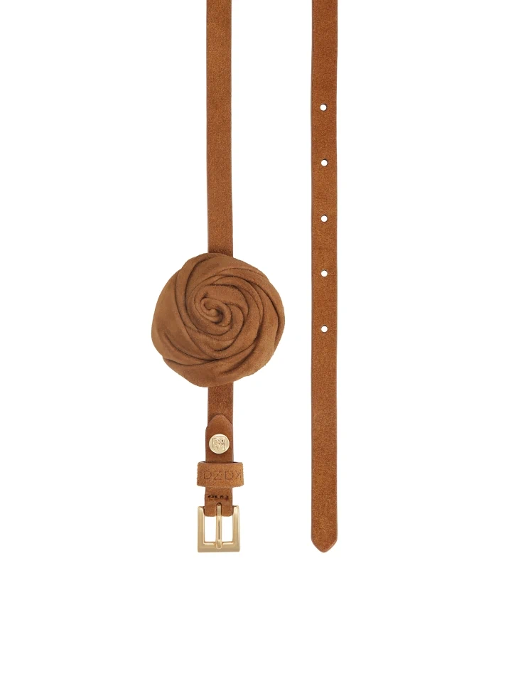 Kazar Light Brown Belt With Spatial Floral Application