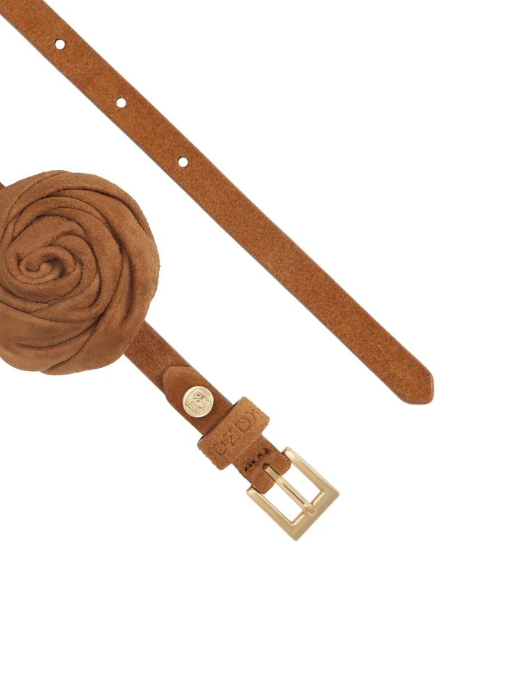 Kazar Light Brown Belt With Spatial Floral Application