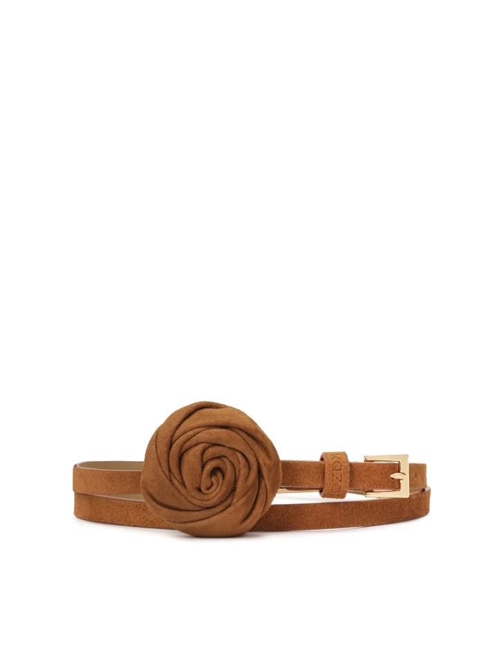 kazar Light brown belt with spatial floral application