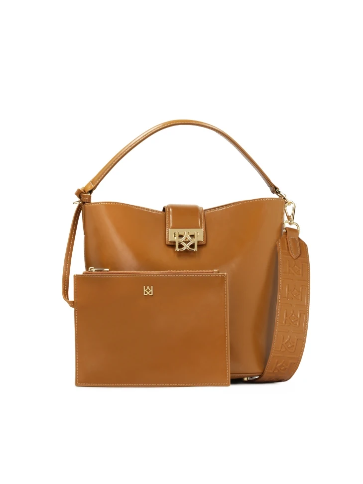 kazar Light brown handbag with an additional pouch and handgrip