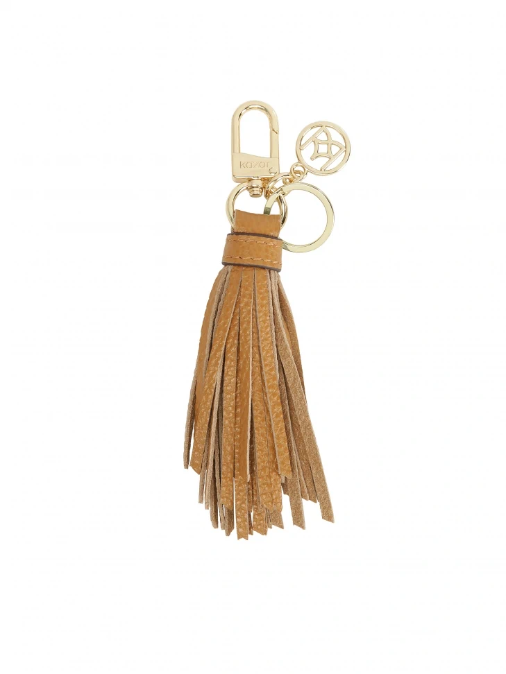 kazar Light brown key ring with tassels and KAZAR monogram