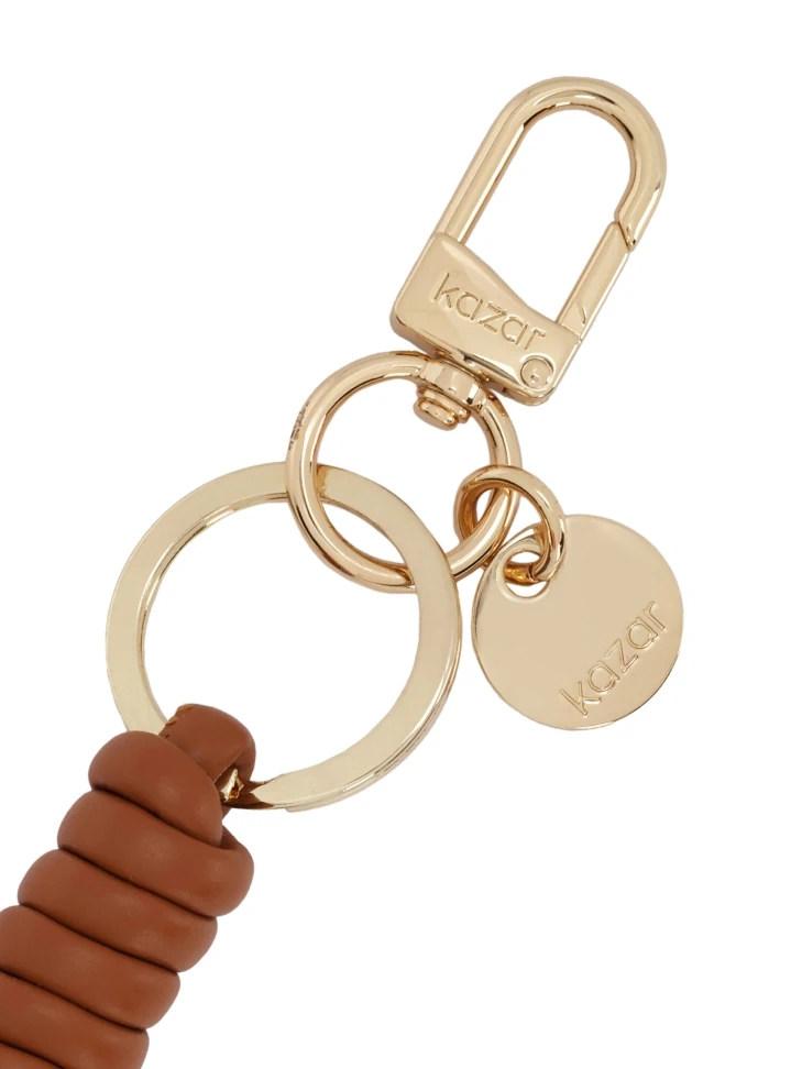 Kazar Light Brown Leather Key Ring With Elegant Gold Details