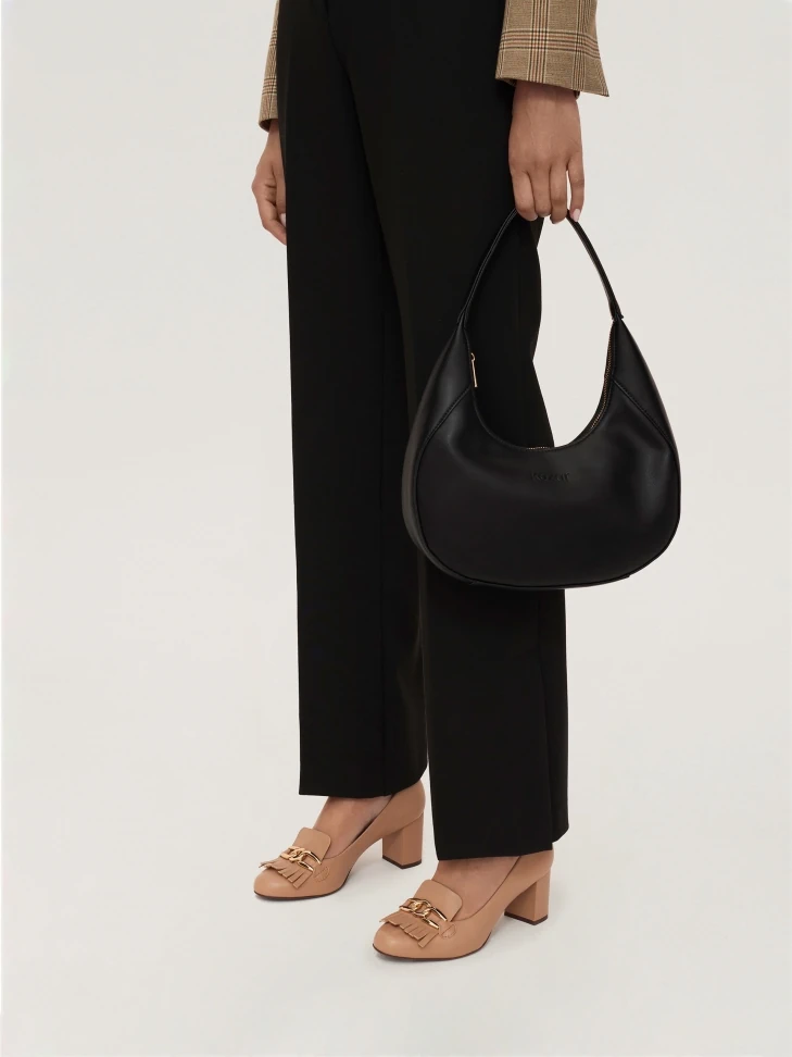 Kazar Light Brown Leather Pumps With Tassels And A Chain