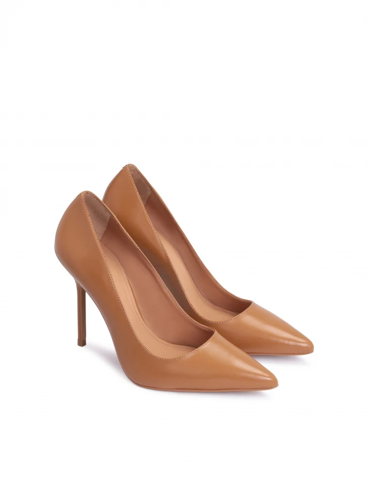 Kazar Light Brown Leather Stilettos On A Sleek Heel