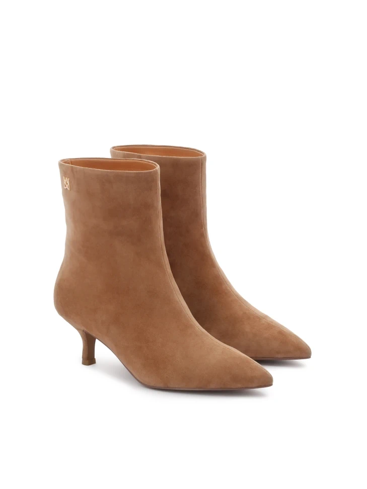 Kazar Light Brown Suede Boots On A Low Stiletto Heel
