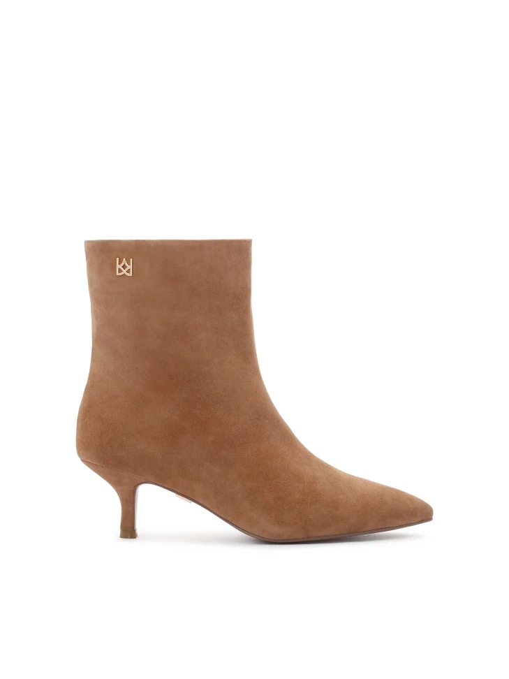 kazar Light brown suede boots on a low stiletto heel