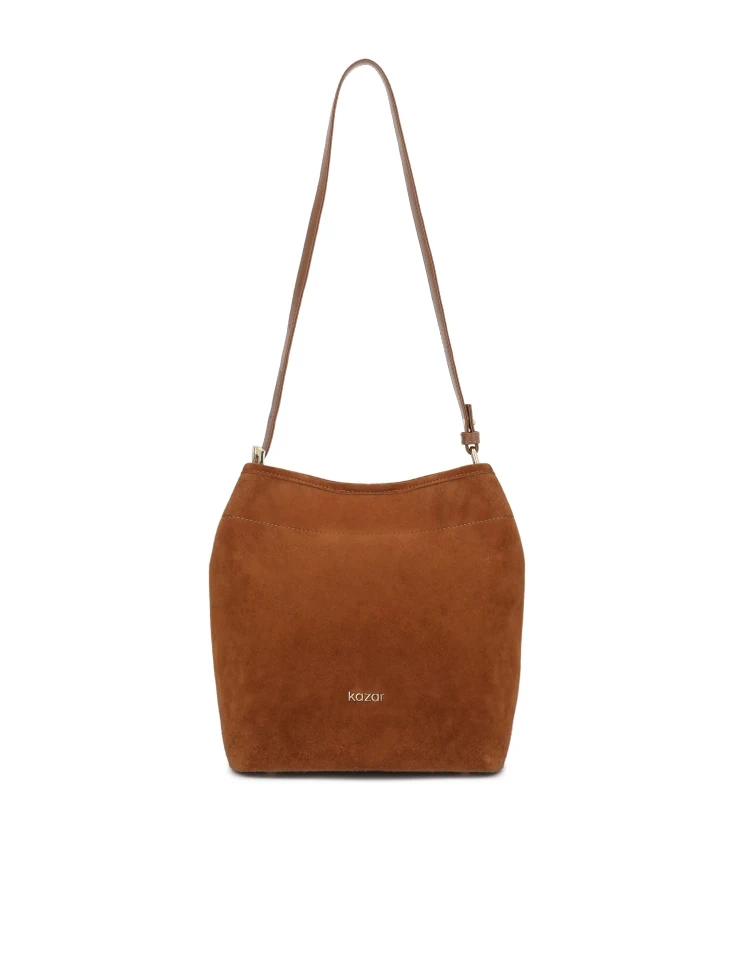 kazar Light brown suede hobo handbag with adjustable handle
