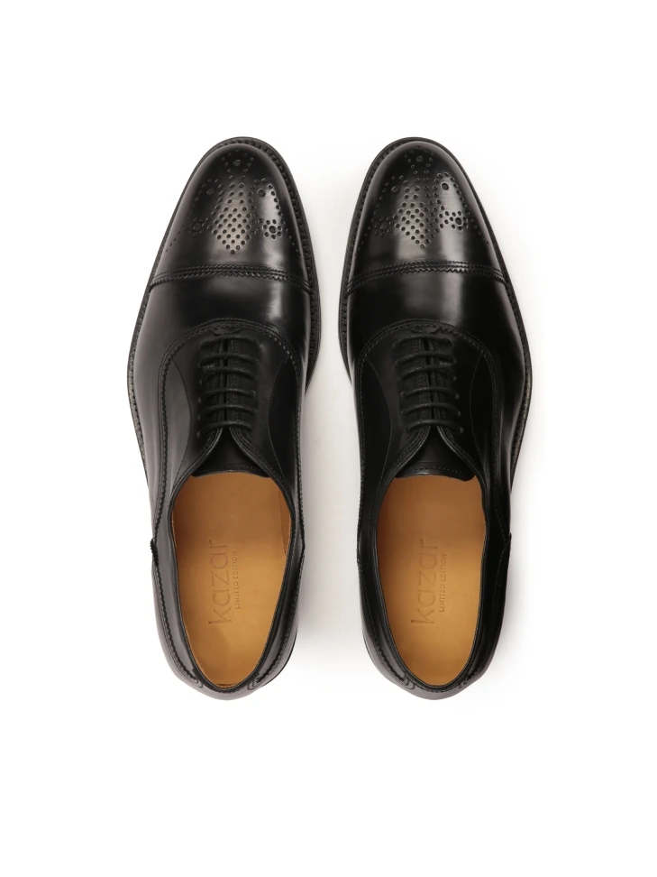 Kazar Limited Collection Leather Black Shoes On Leather Sole