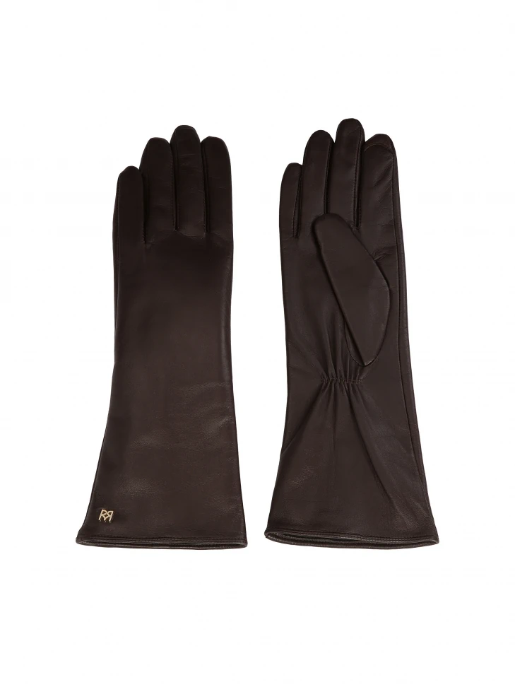Kazar Long Dark Brown Monogrammed Gloves From KAZAR