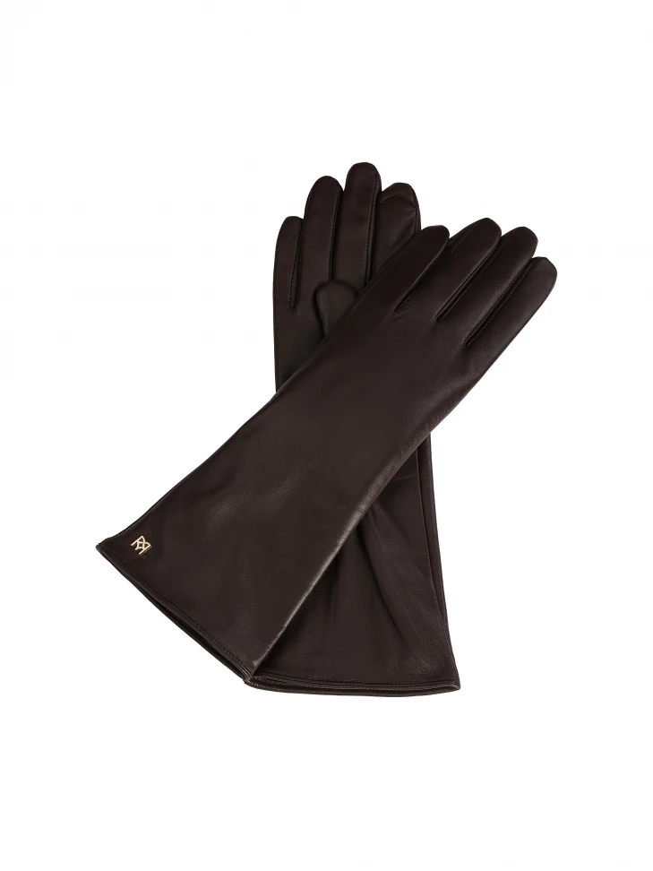 kazar Long dark brown monogrammed gloves from KAZAR