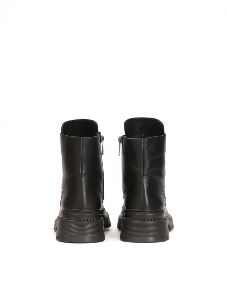 Kazar Low Leather Flat Ankle Boots With Laces And A Zipper