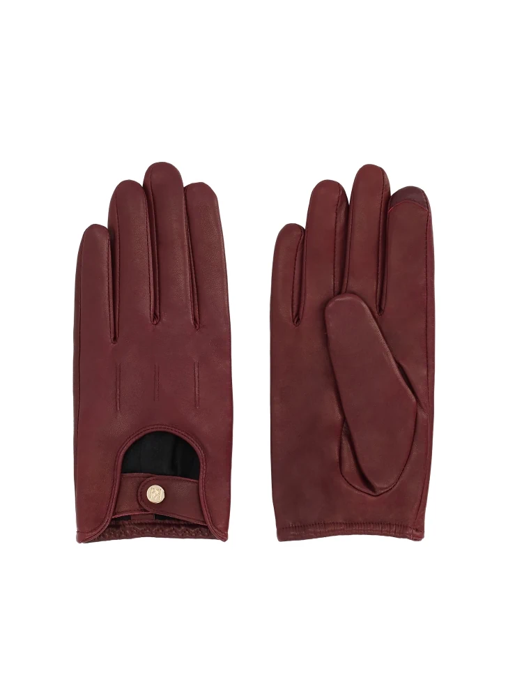 Kazar Maroon Leather Gloves With Touch Screen Function
