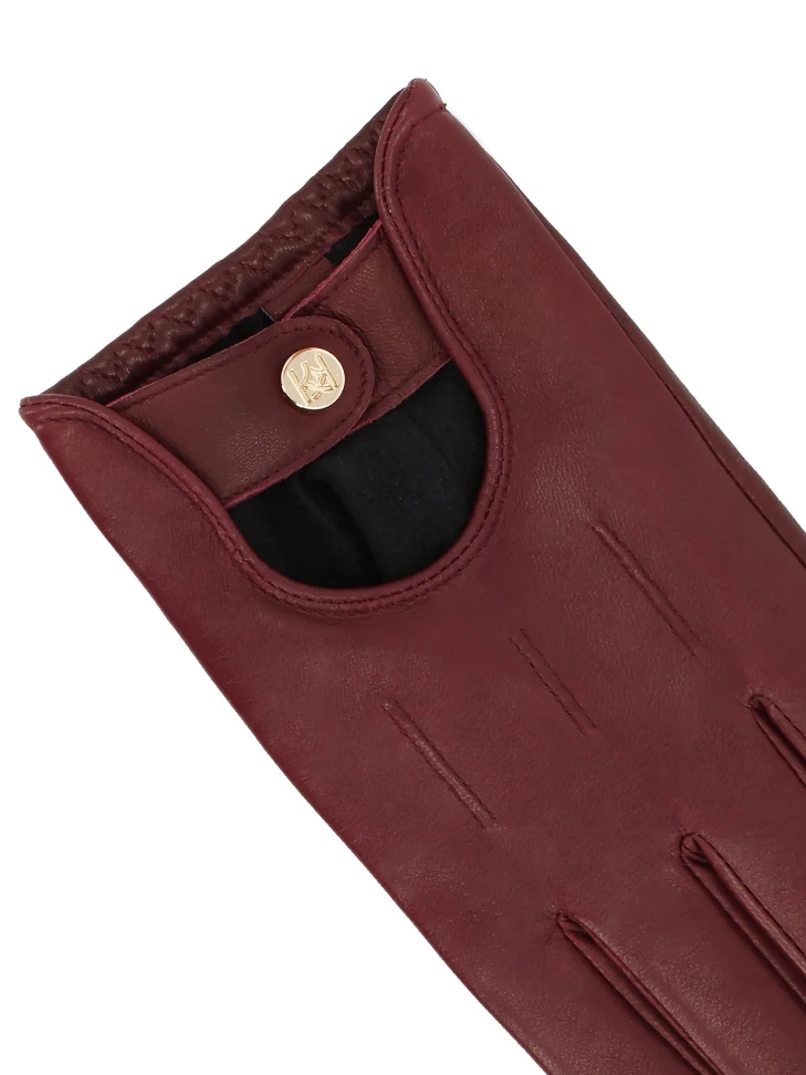 Kazar Maroon Leather Gloves With Touch Screen Function