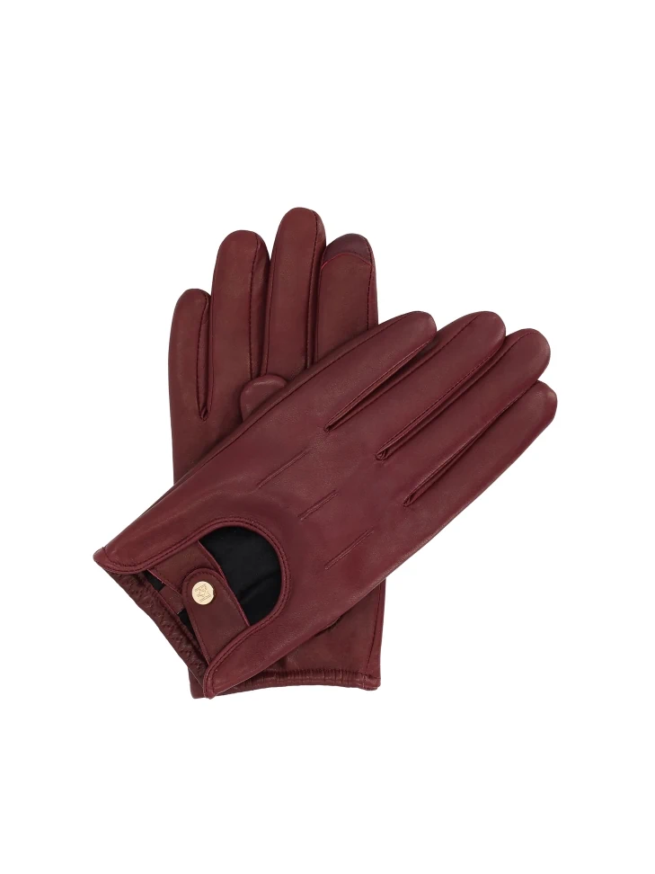 kazar Maroon leather gloves with touch screen function