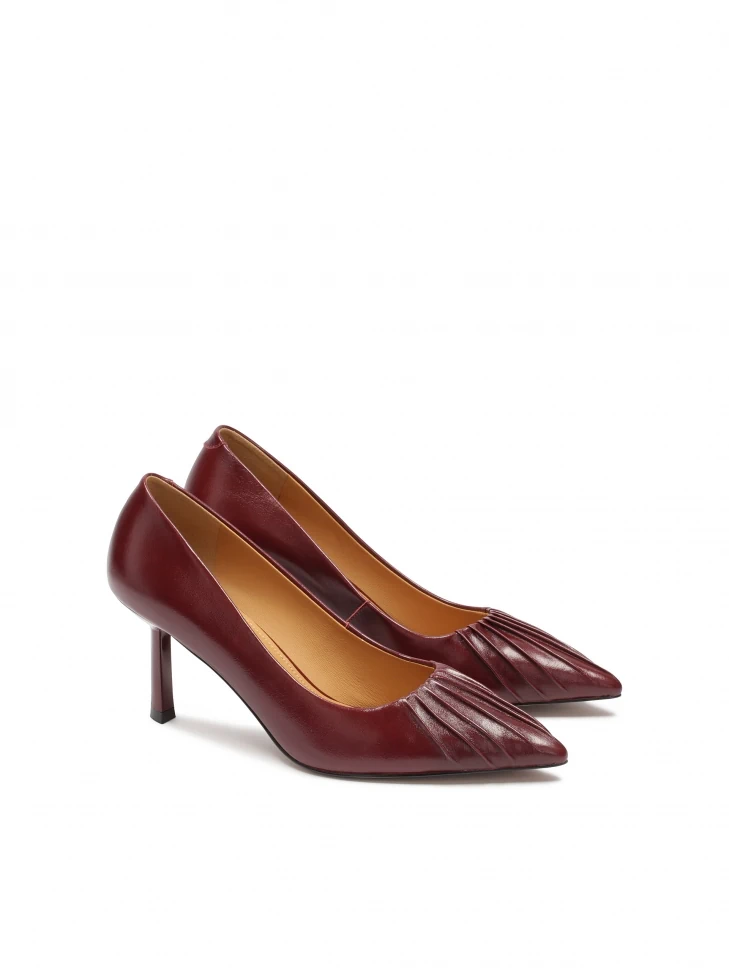 Kazar Maroon Pumps With A Striking Notch On The Nose