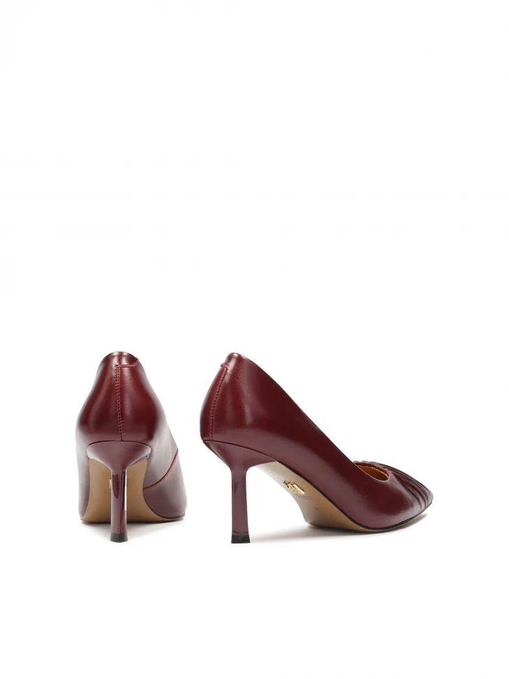 Kazar Maroon Pumps With A Striking Notch On The Nose