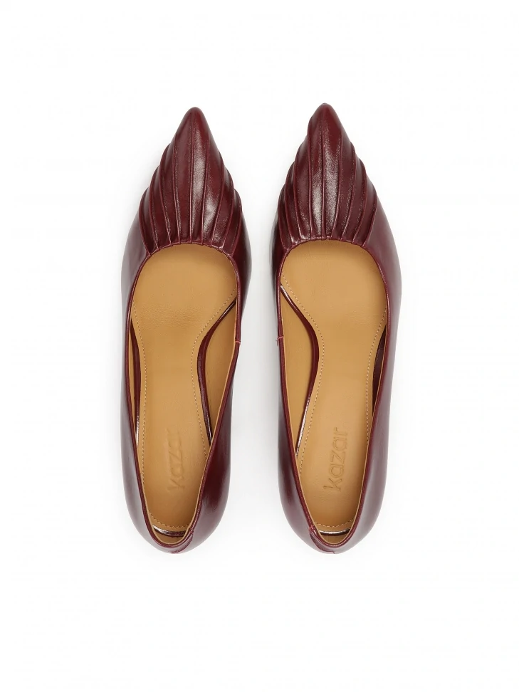 Kazar Maroon Pumps With A Striking Notch On The Nose