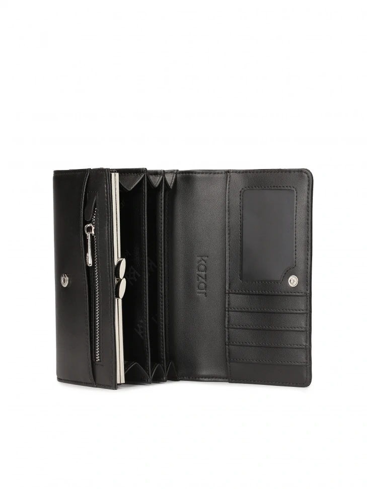 Kazar Medium-sized Black Wallet With Rivets On The Front