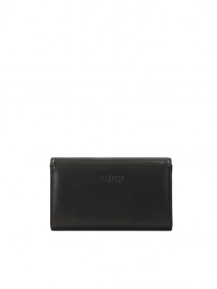 Kazar Medium-sized Black Wallet With Rivets On The Front
