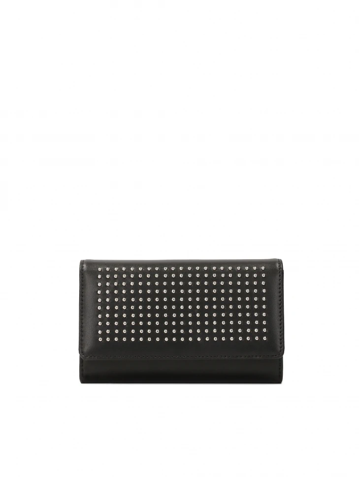kazar Medium-sized black wallet with rivets on the front
