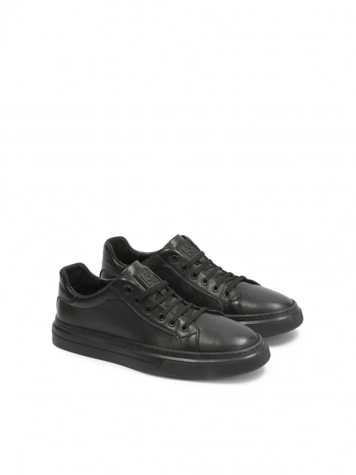 Kazar Men’s Black Leather Sneakers In KAZAR Monograms